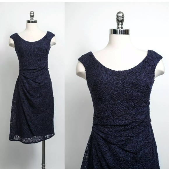 Escada Silk Textured Embroidered Runched Dress - Picture 3 of 8